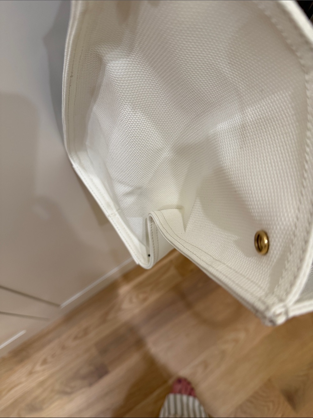 My Flat in London Navy and White Geometric Bow Tote with Jeweled Center - Picture 6 of 10